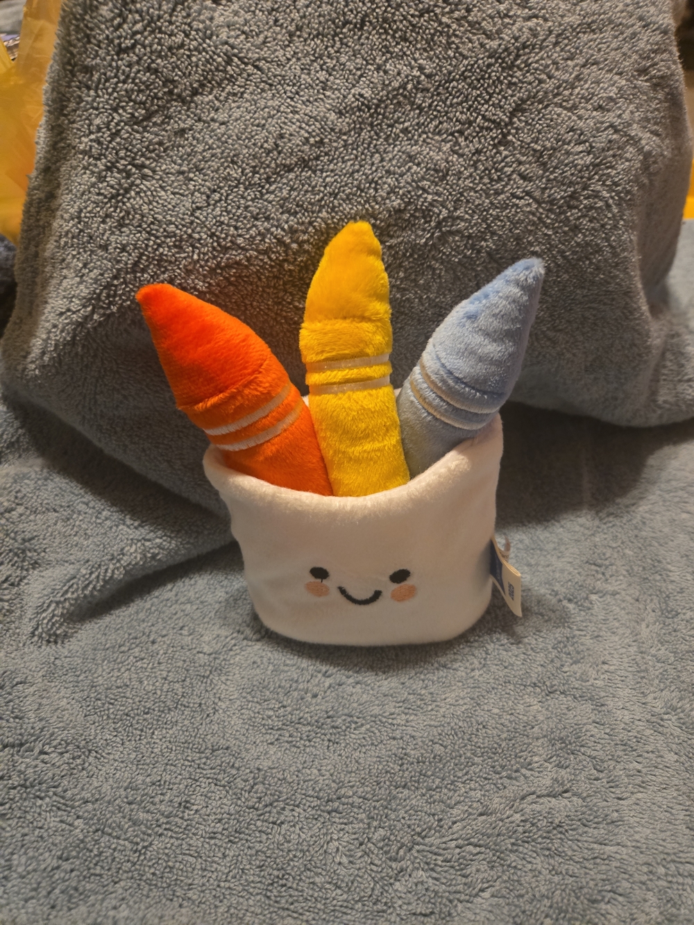 Spritz Plush Crayon Cup - Orange, Yellow, Blue